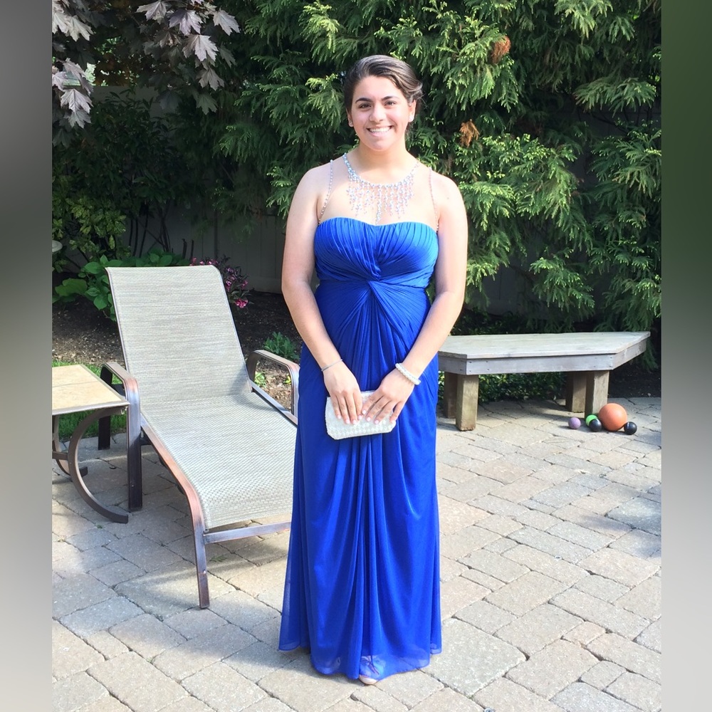 Blue jeweled formal dress
